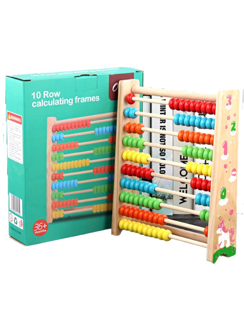 Capstro Wooden 10-Row Calculating Frame for Kids – Colorful Bead Counting Abacus for Early Number Practice | Preschool Math Learning Toy for Ages 3+ – Colorful Counting Abacus Rack - Image 1